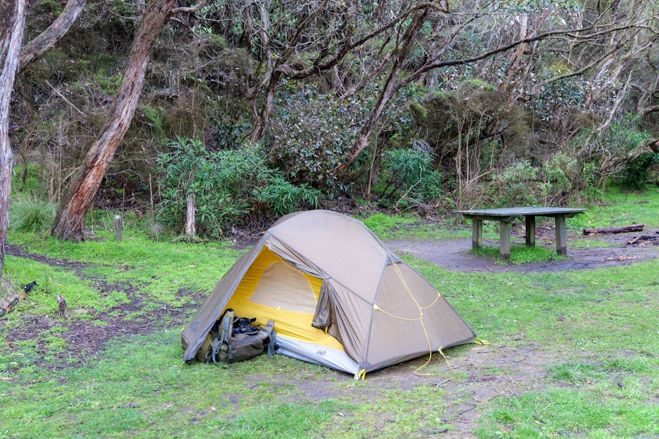 Various camping tents in the Australian outback