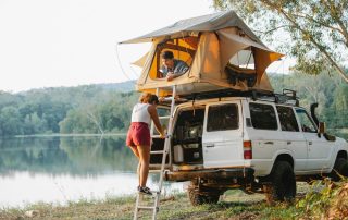 A beautifully set up camping tent in a serene Australian landscape