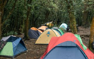 A sustainable camping tent made from recycled materials