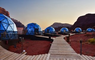 An array of innovative camping tents displayed outdoors.